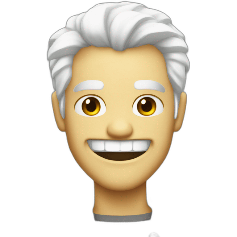 White hair and an evil smile emoji