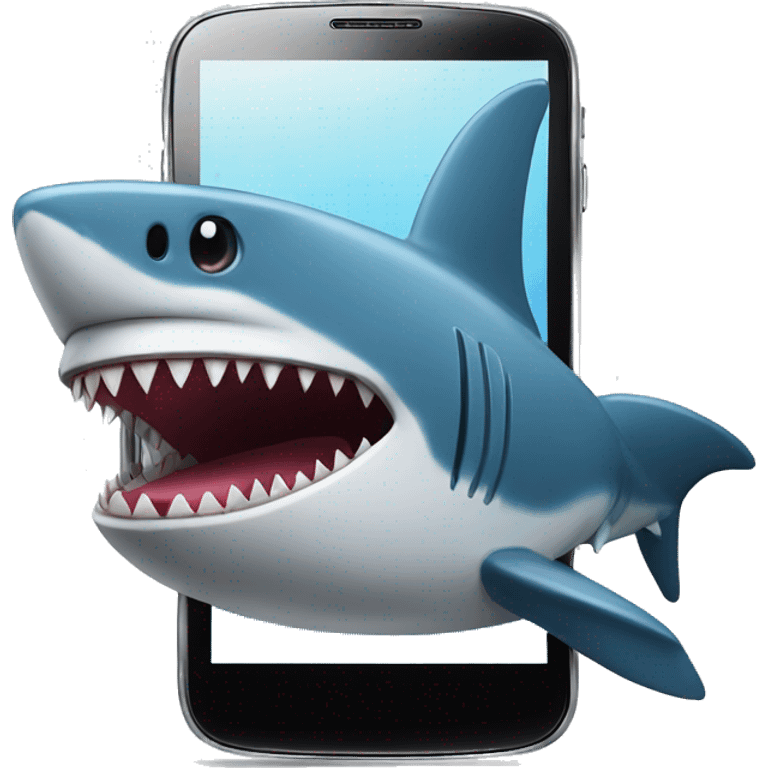 Phone with shark emoji