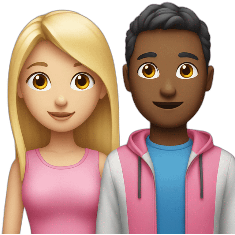 girl wearing pink and guy wearing blue ext to each other emoji