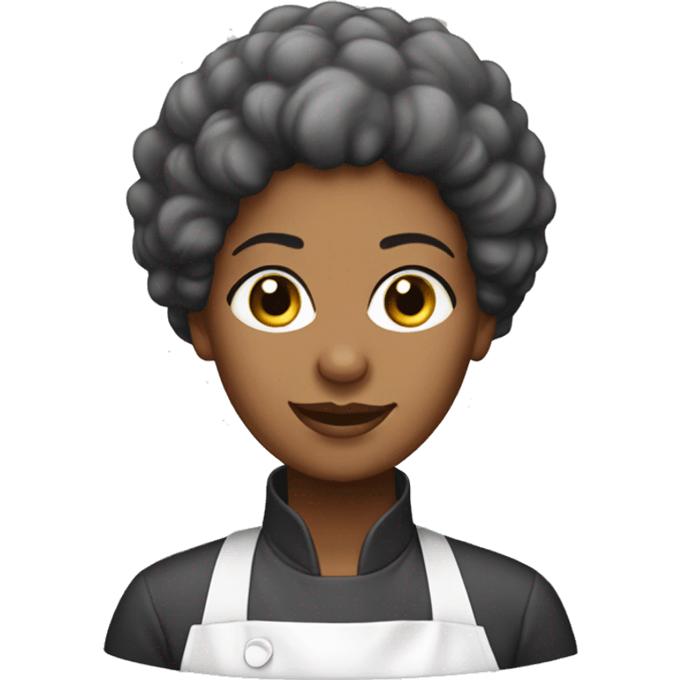 Generate a emoji of an afro woman, with short hair. dressed as a cheff emoji