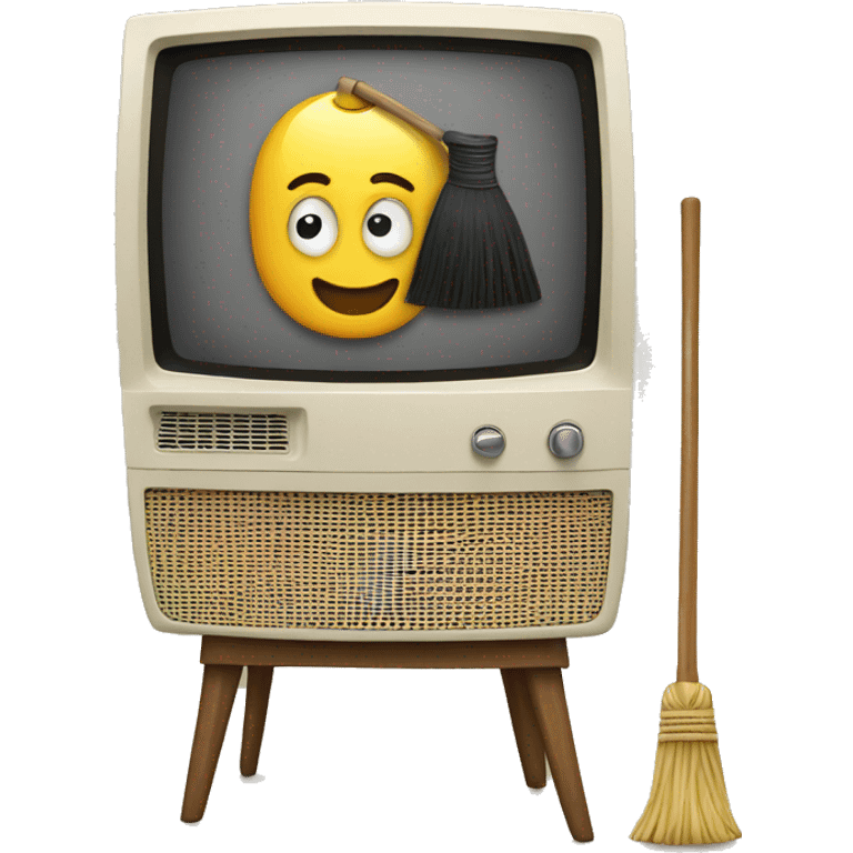 Television with broom inside emoji