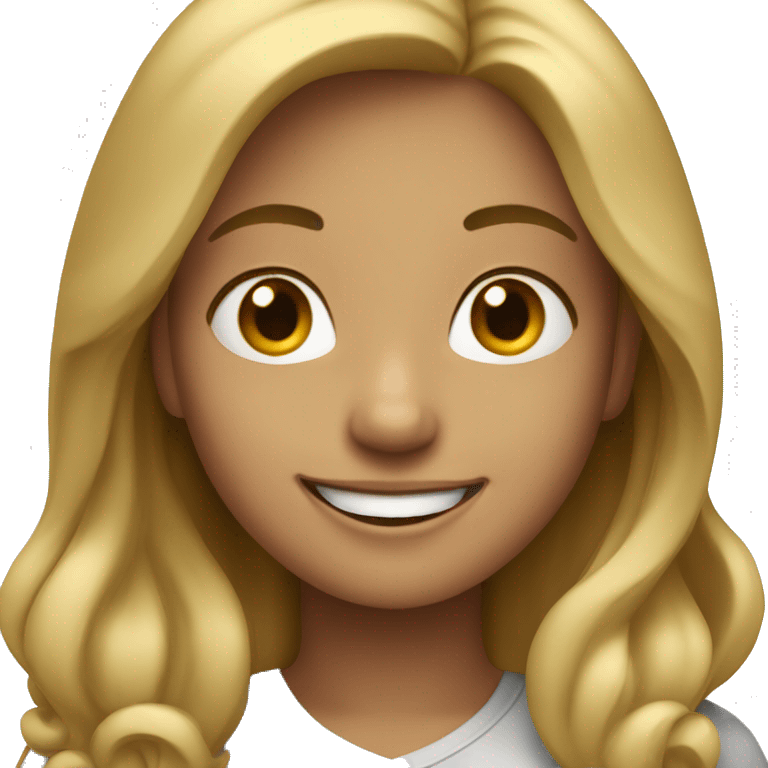 Dark blonde girl smiliing happy emoji