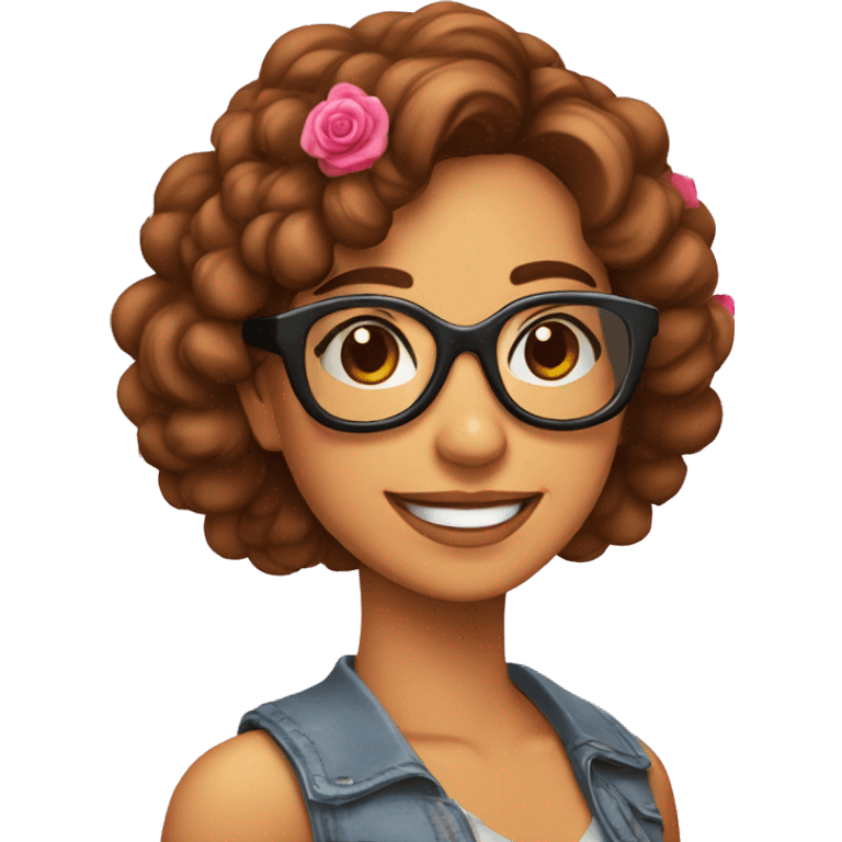 Chica latina con gafas rosas sonriente  emoji