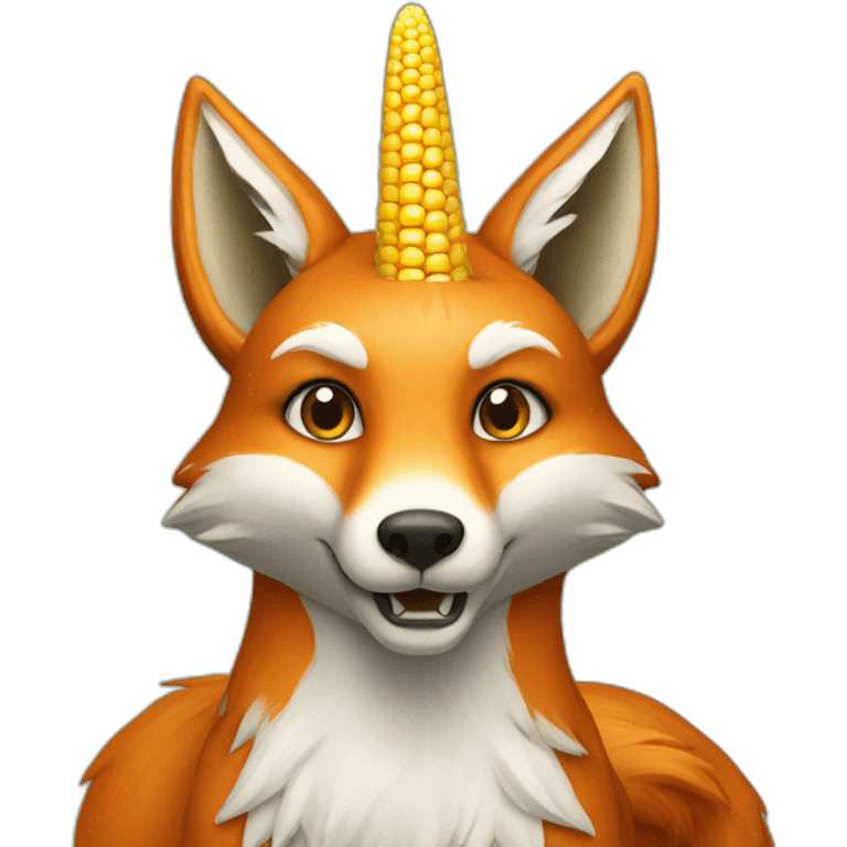 fox with a corn as an unicorn emoji