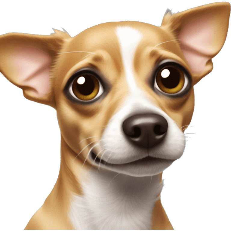 A dog that is a chihuahua dachshund mix blowing a kiss emoji