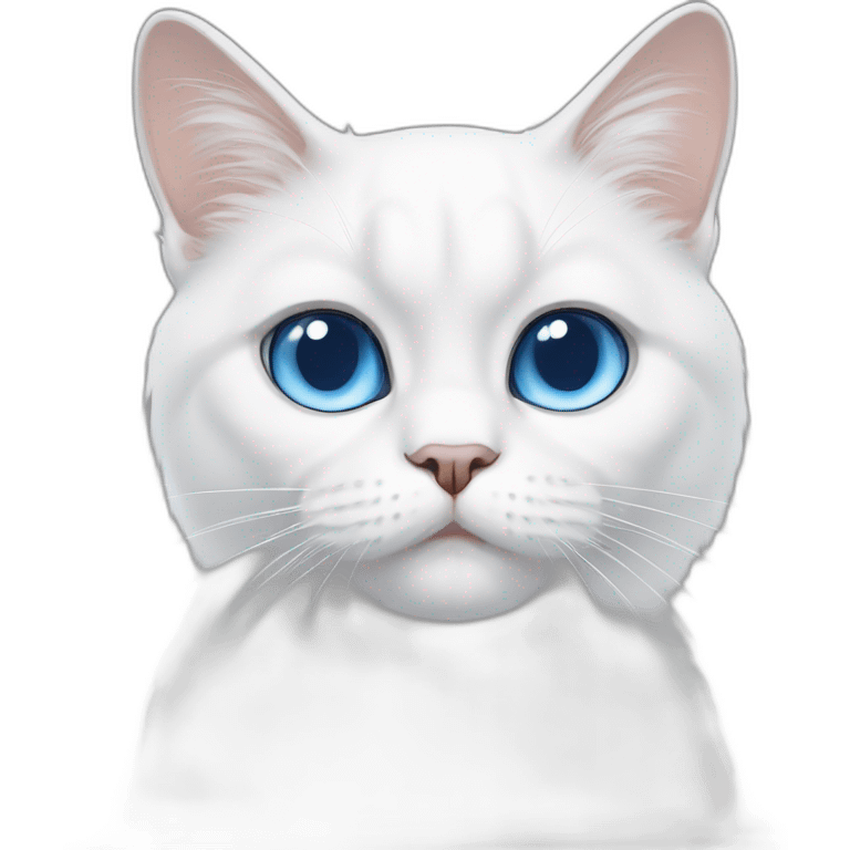 white cat with blue eyes that looks like grumpy cat emoji