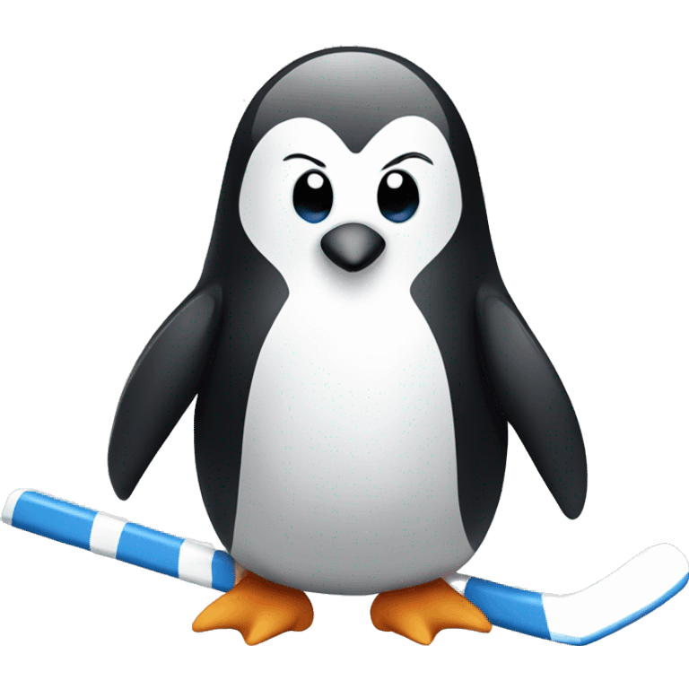 Penguin playing hockey emoji