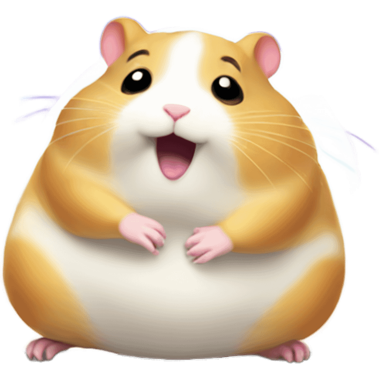 fat ecstatic hamster on a rainbow train emoji