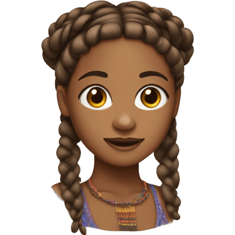 Brownskin girl with boho braids emoji