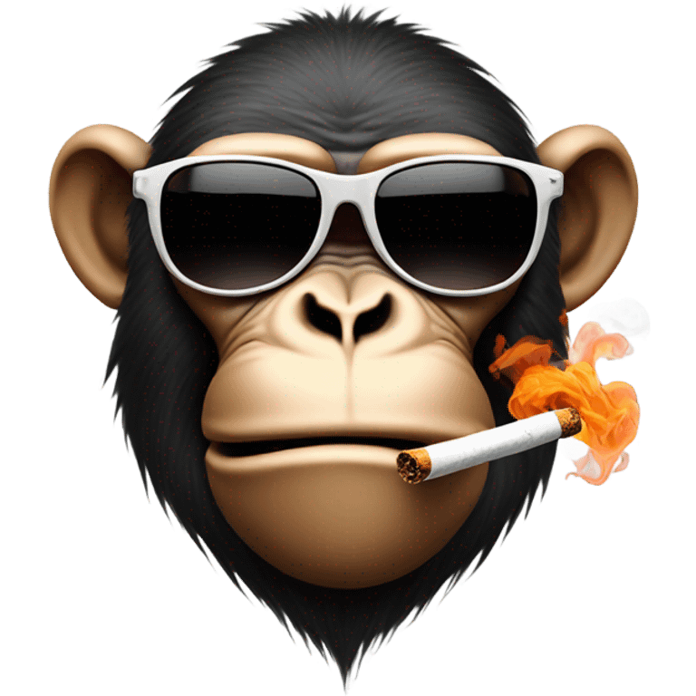 Monkey head smoking a cigarret with sunglass emoji