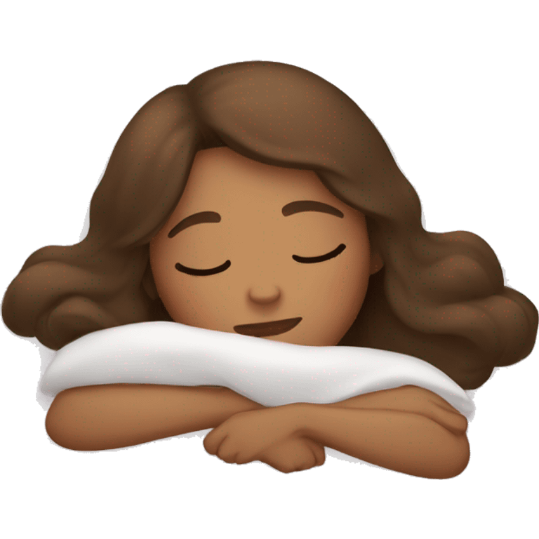 brown hair girl sleeping in bed  emoji