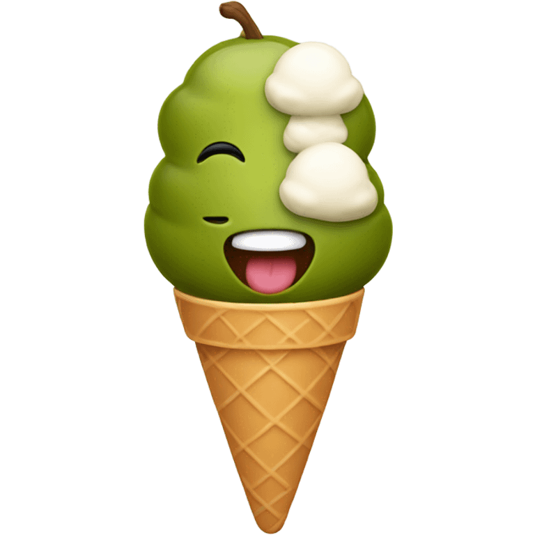 An olive eating ice cream emoji