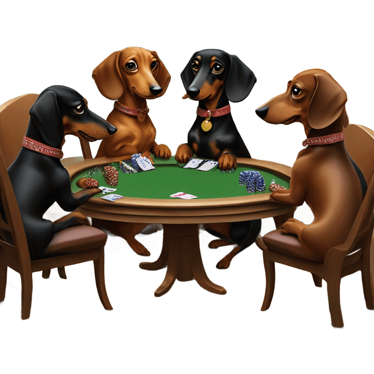  dachshunds gambling with cigars emoji