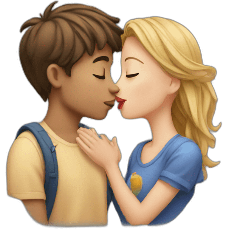 Girl and Boy Both Kissing on Lips  emoji