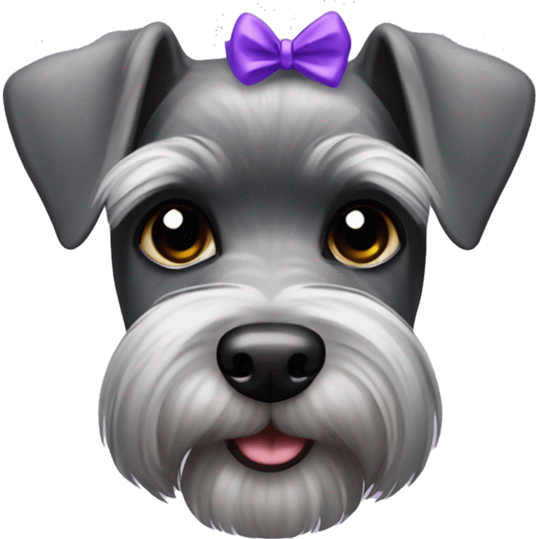 Miniature schnauzer with purple bow emoji