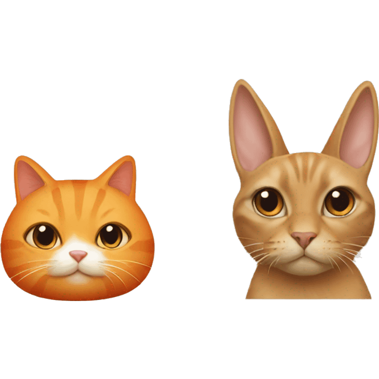 orange cat beside fully brown beige bunny  emoji