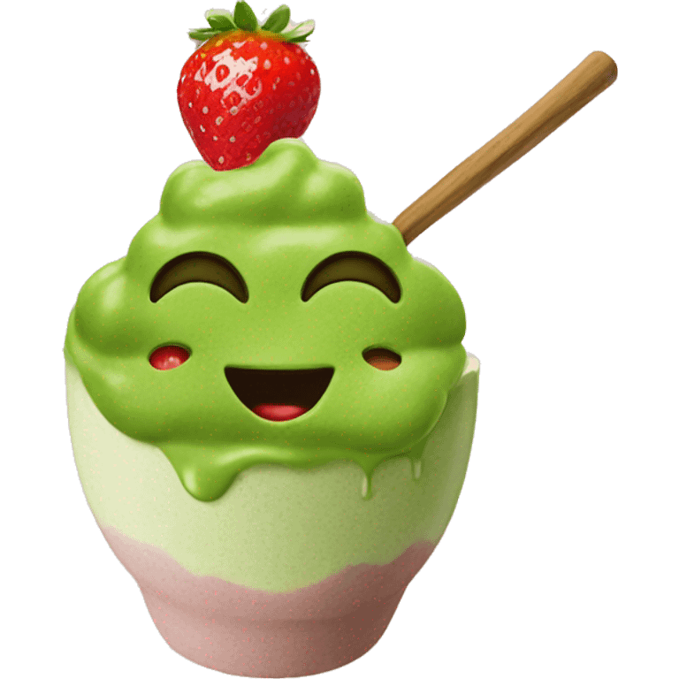 Matcha with strawberry  emoji