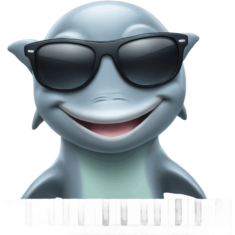 Dolphin with sunglasses playing the keyboard  emoji