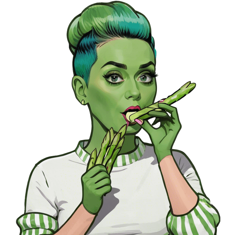 Katy Perry eating asparagus ￼ emoji