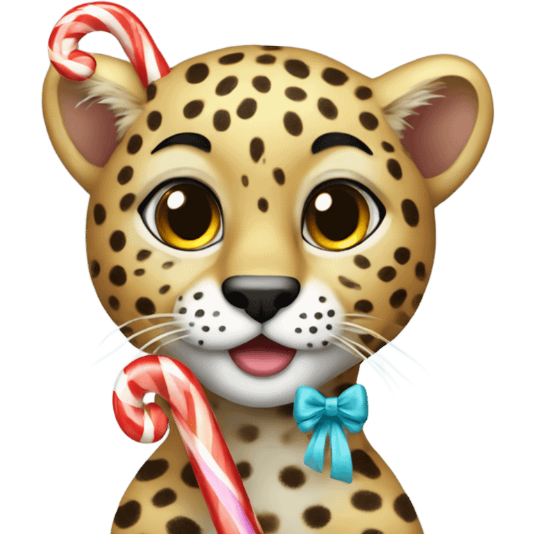 rainbow cheetah with candy cane emoji