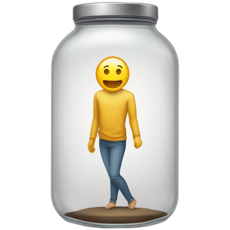 human standing over an ((empty transparent jar)),only legs visible emoji