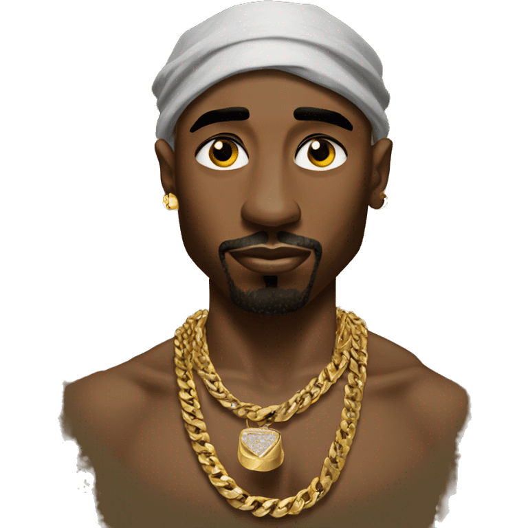 Tupac wearing gold jewelry  emoji