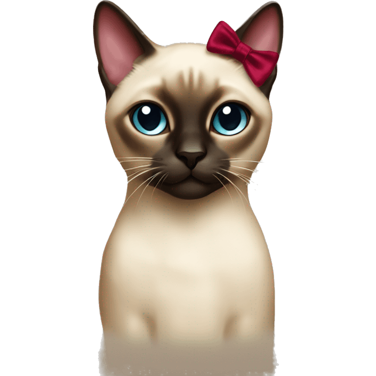 Siamese cat with Burgundy bow emoji