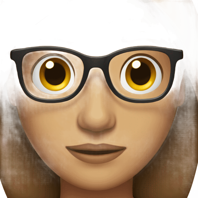 brown eyes, brown hair, glasses emoji