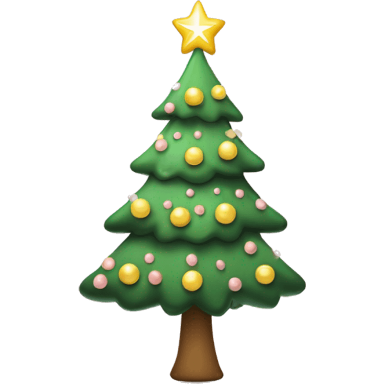 Christmas tree with pale pink ornaments and light yellow star  emoji