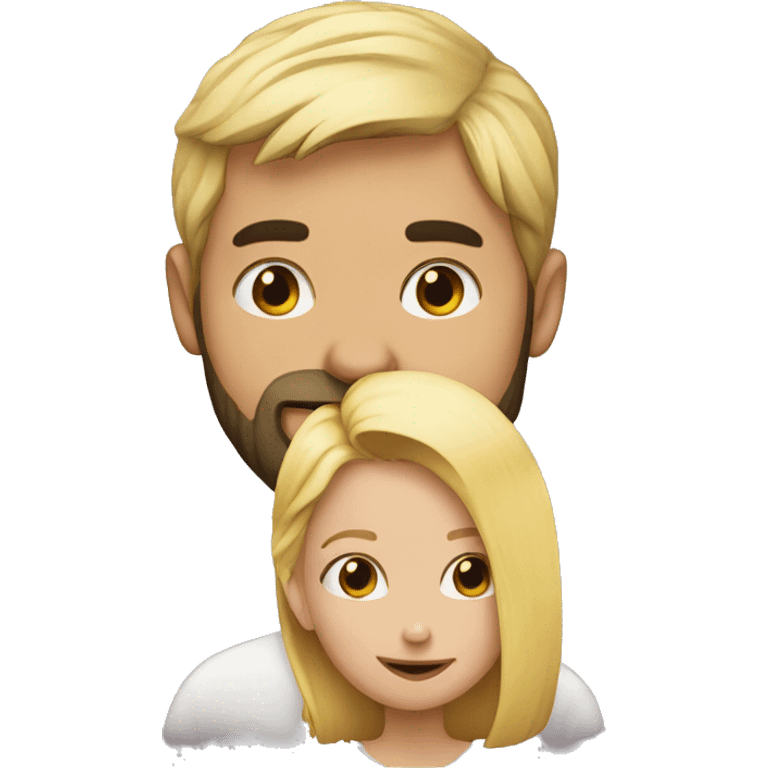 A guy with a beard kissing blond short girl emoji