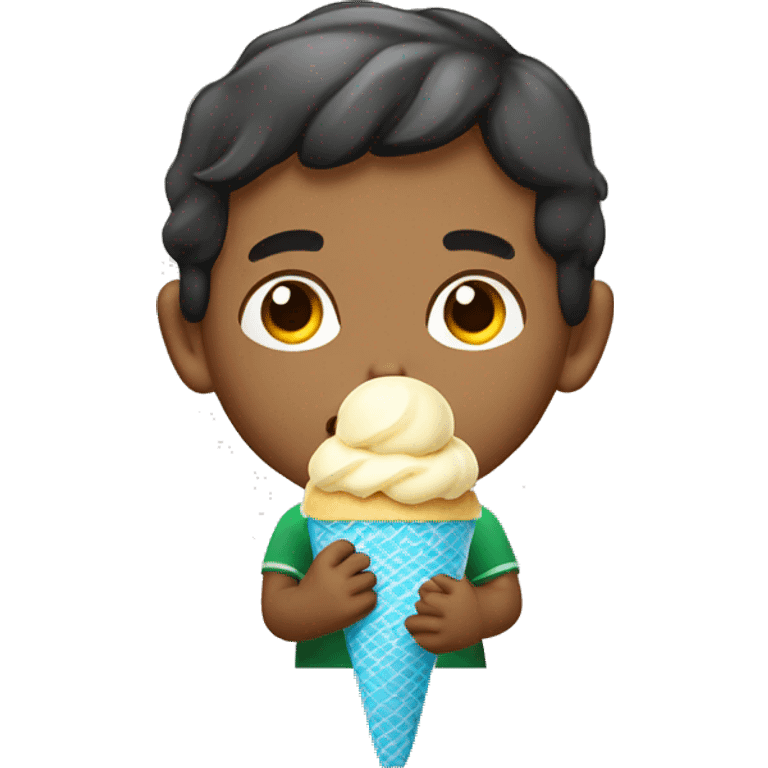 Mexican boy eating ice cream emoji