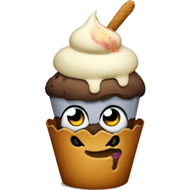 Muffin holding ice cream  emoji