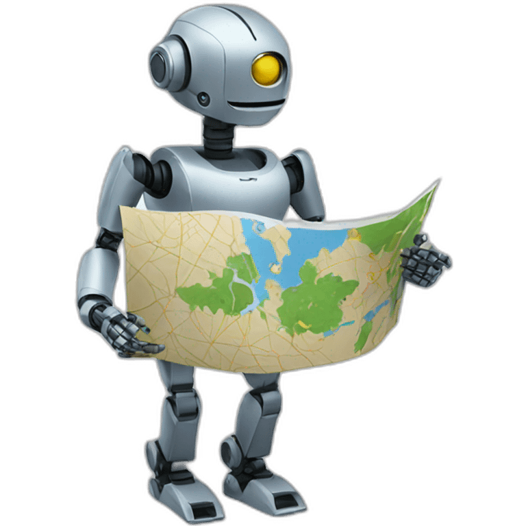 robot holding map emoji