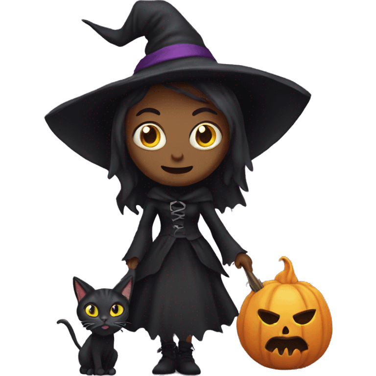 scary Witch with cat emoji