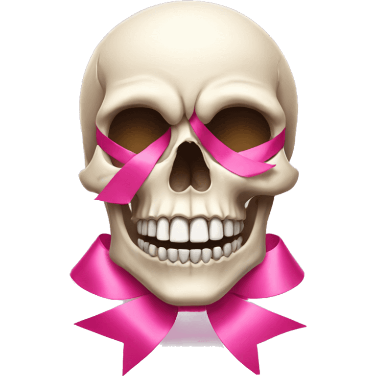 Skull with pink ribbon emoji