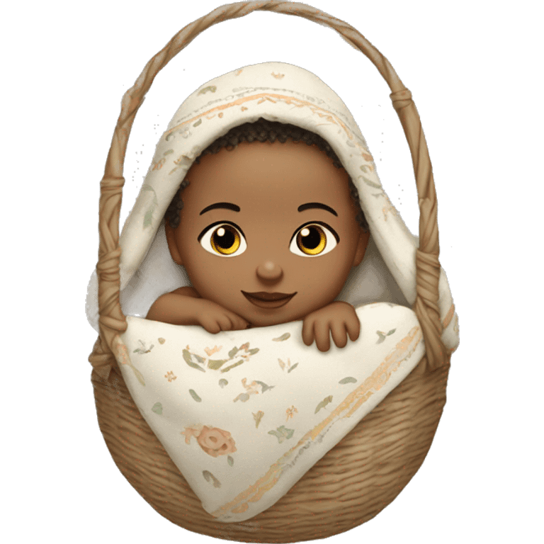 Light skin newborn in boho cradle emoji