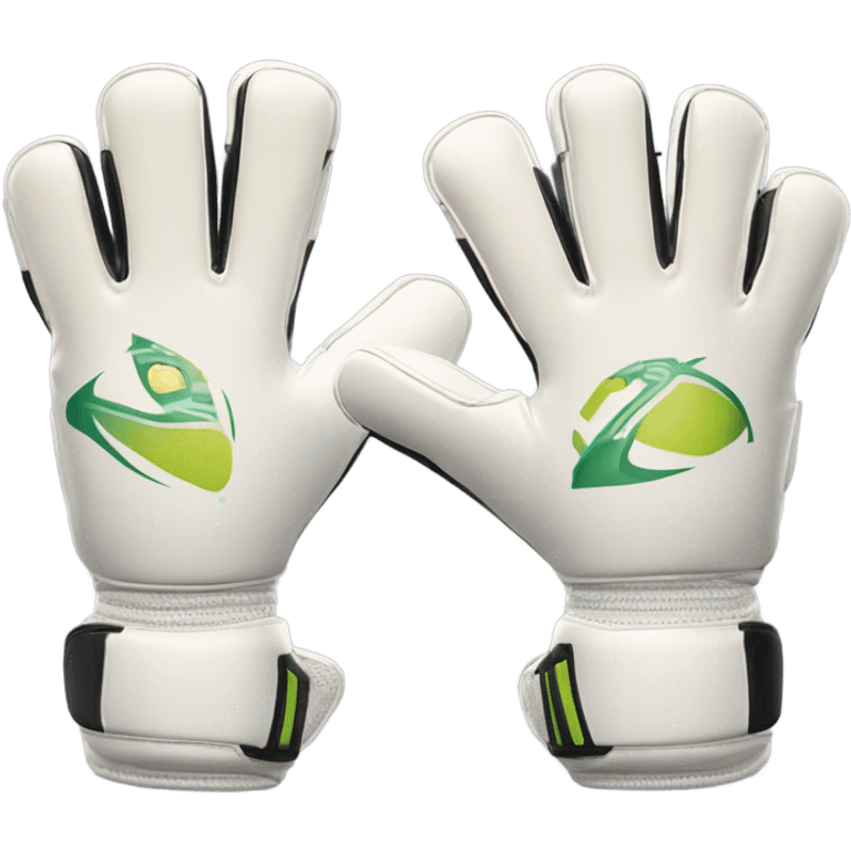 An emoji of a pair of goalkeeper gloves, slightly open, with a sporty design and padded palms, ready to catch a soccer ball emoji