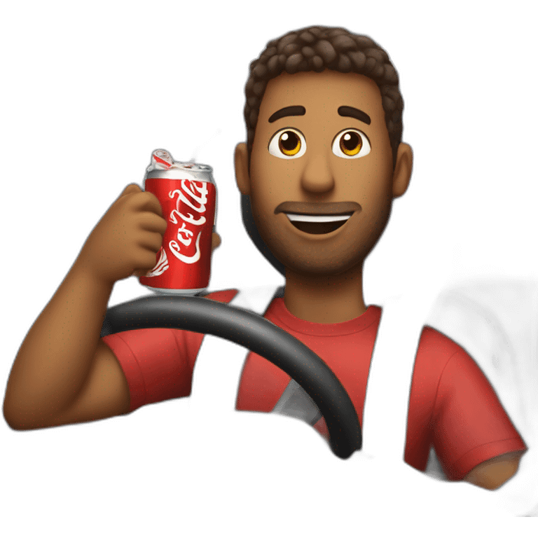 guy drinking cola while driving emoji