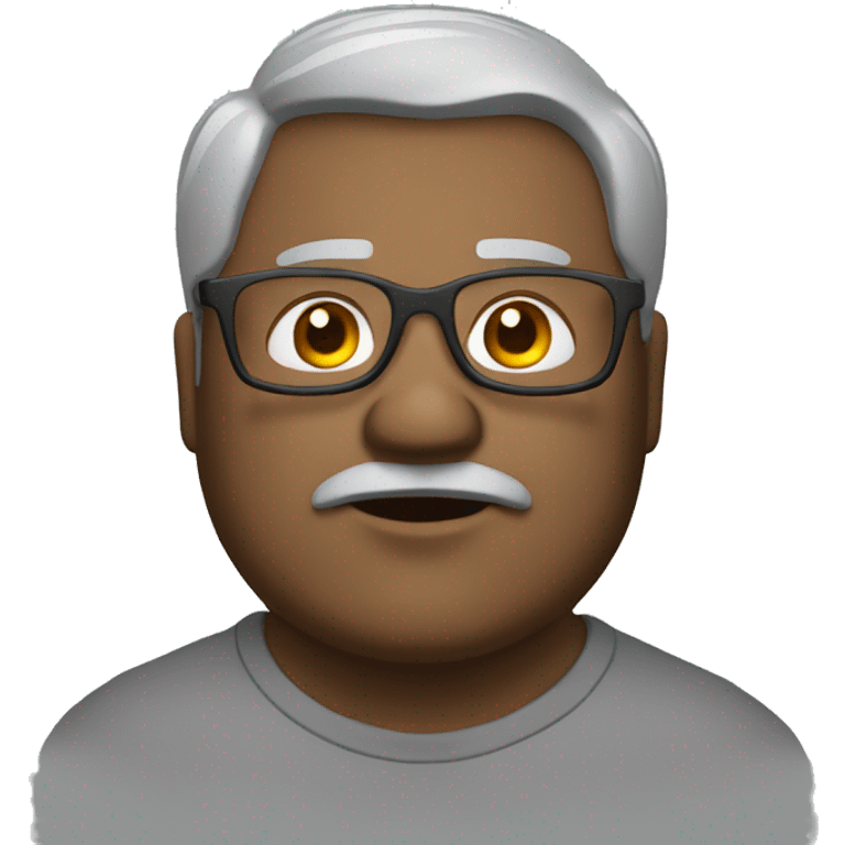 Fat man with brown eyes, gray hair, and dark glasses emoji