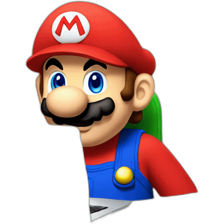 Mario behind a laptop emoji