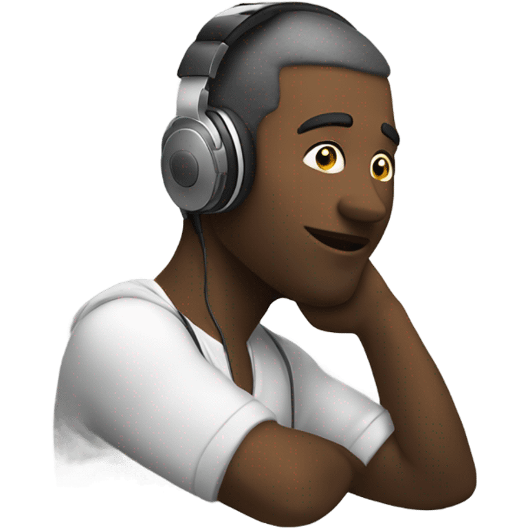 guy chilling with headphones with music loud emoji