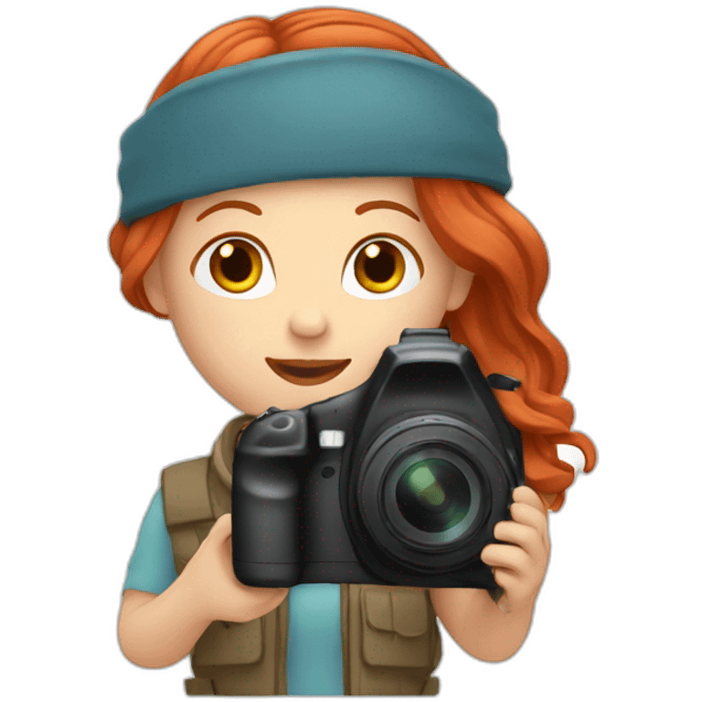 A redhead vlogging with a camera emoji