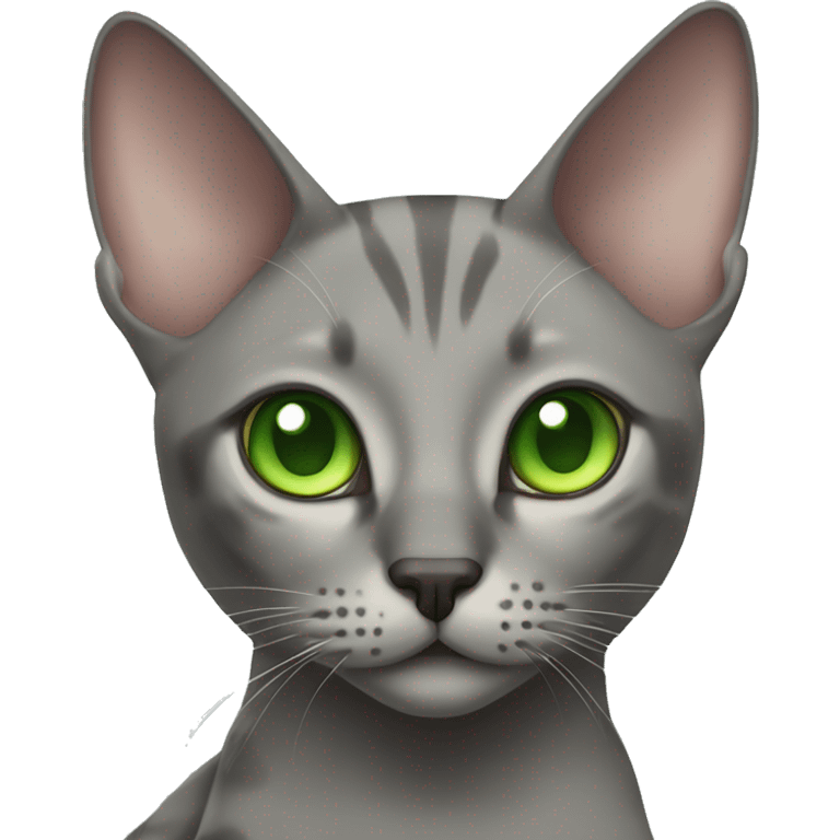 Gray oriental cat with green eyes emoji