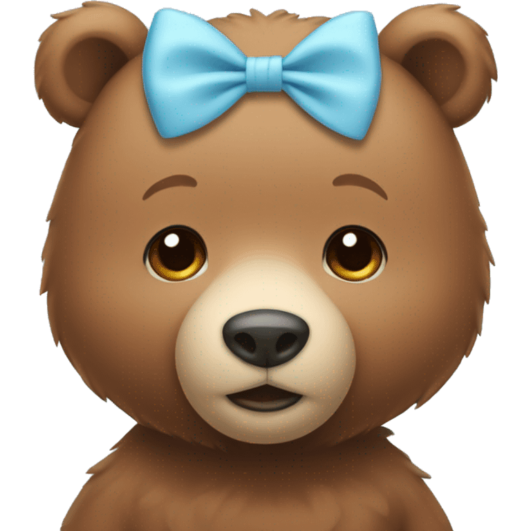  Cute brown bear wearing a light blue bow around its neck emoji