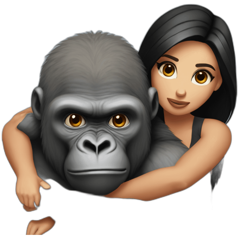 Buff Gorilla holding Kim Kardashian from back emoji