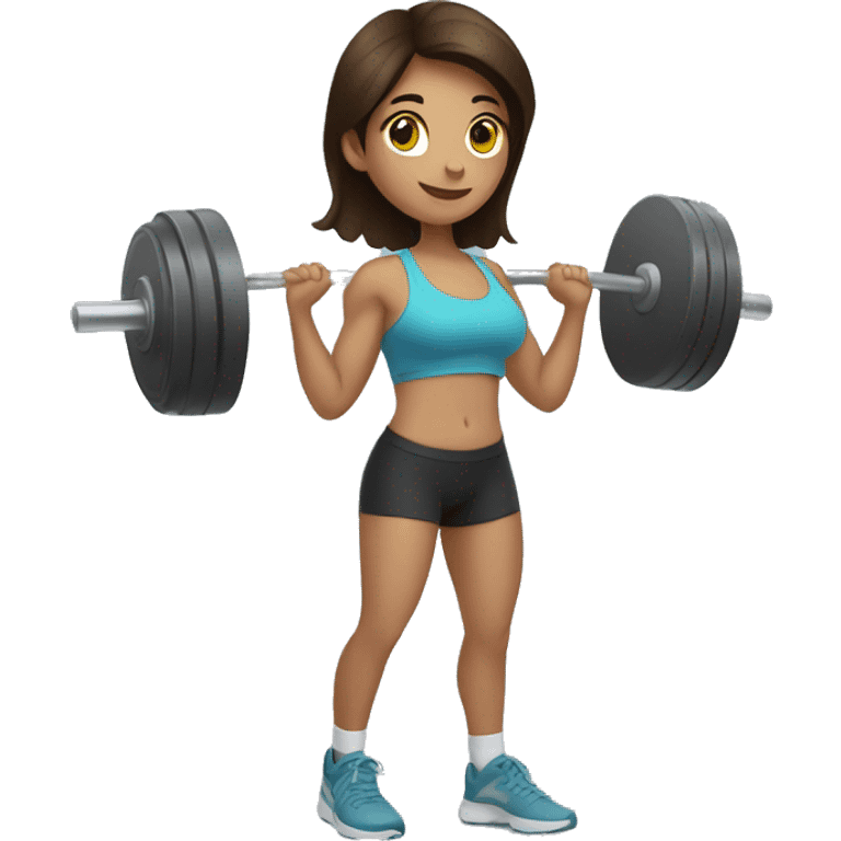 brunette girl lifting weights emoji