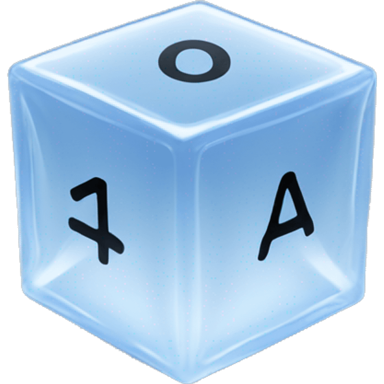 Create an emoji of a transparent cube-shaped object with showing number like 0 and 1 a lot inside the cube emoji