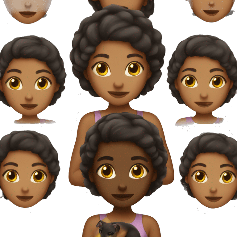 Brown girl with cat emoji