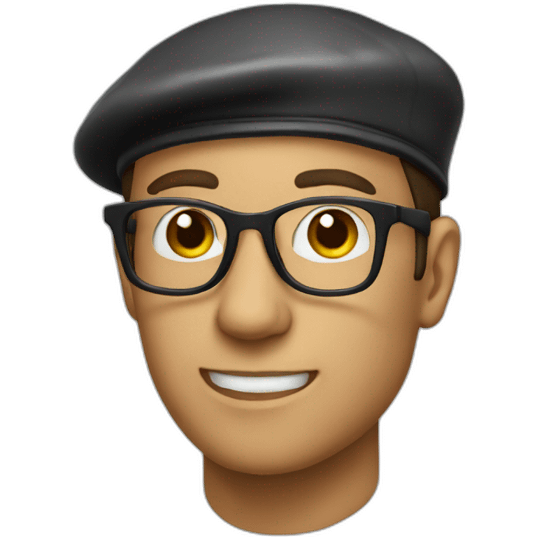 man with beret and nerd glasses. emoji