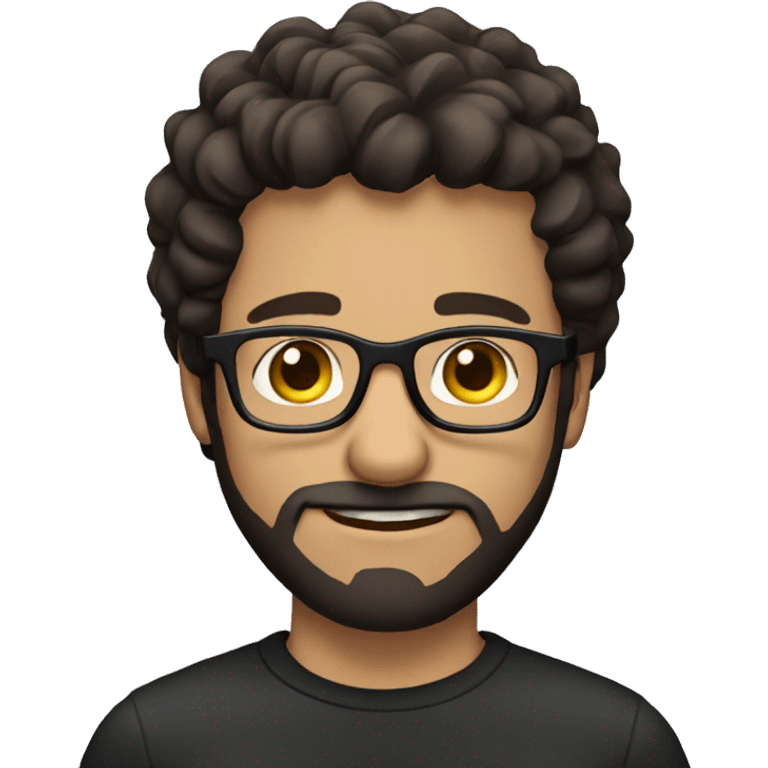 Guy with glasses, beard and dark brown hair emoji